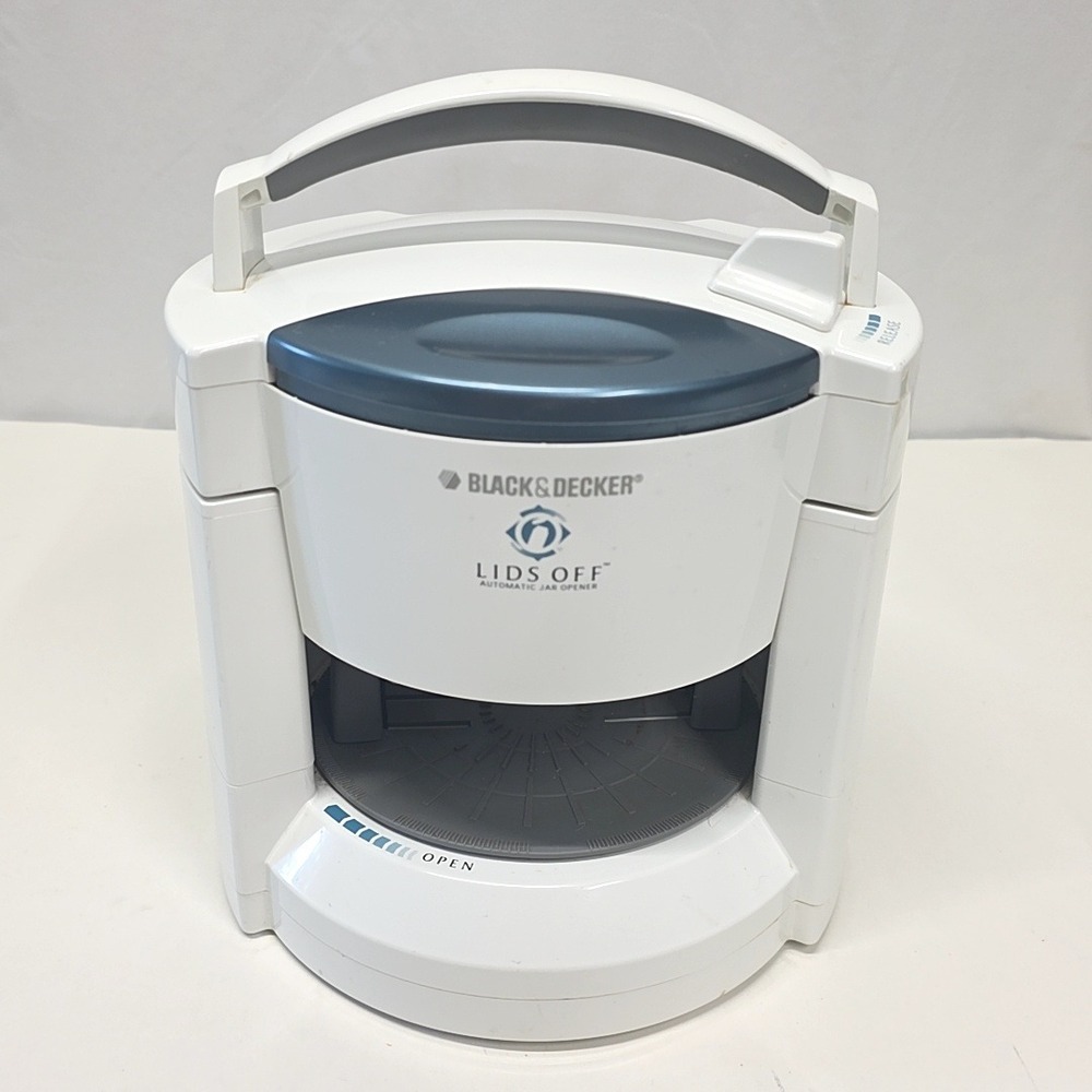 Black & Decker Lids Off Jar Opener JW200 White Electric Automatic Adjustable